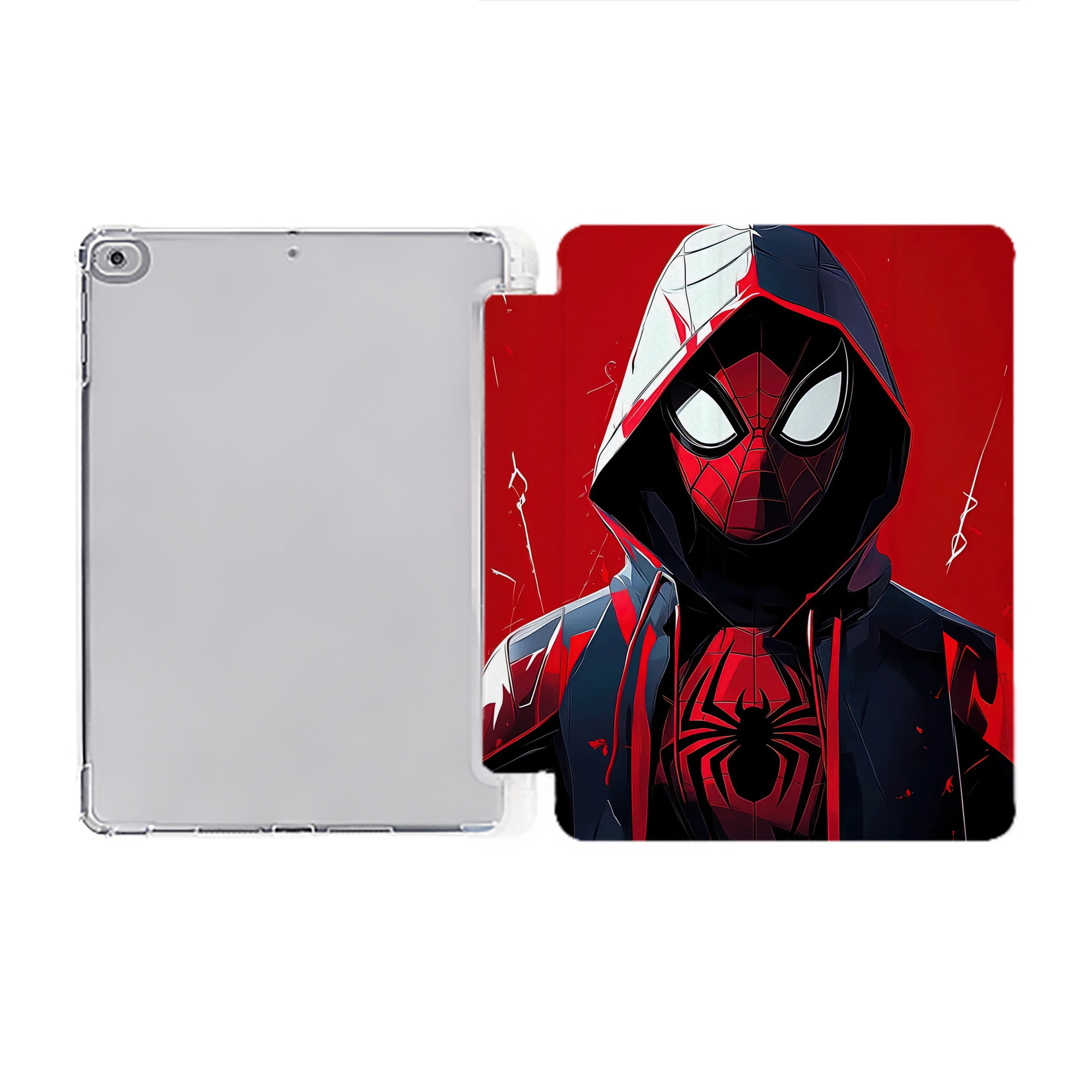 （画像用） Spider Man スパイダーマン IPad ケース ペン収納付き 三つ折りスタンド PUレザー×シリコン 対応機種9.5/10.5/10.9インチ